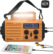 5000 Weather Radio,Solar Hand Crank 5-Way Power Emergency Radio,Am/Fm/Shortwave/