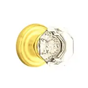 Emtek Old Town Clear Crystal Door Knob Privacy Regular Rosette Polished Brass