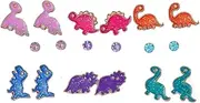 [COLORFUL BLING] 9 Pairs Cute Dinosaur Earrings Set for Women Funny Enamel Animals Harajuku Stud Earrings Tiny CZ Crystal Stud Earrings Friendship Jewelry, enamel Crystal, Agate