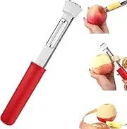 2-in-1 Apple Core Removal Tool Stainless Steel Apple Corer and Peeler Core Seed Remover Fruit Pear Corer Tool (Red)