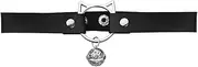 [Xiyantiji] Cat Choker Necklaces for Women Gothic Black Pink Leather Choker Collars with Bell for Cosplay Party