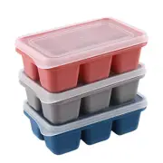 2PC Ice Cube Tray 6 Cavity Ice Trays for Freezer Reusable Ice Cube Mold with Lid
