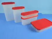 Tupperware Oval Modular Mates Storage, Set Of 5, Red NEW.