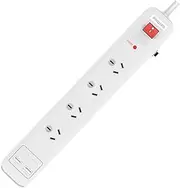 PHILIPS Power Board One Switch Control,Power Strip with 4 AC Outlets, 2 USB A,Surge Protector 0.9M Extension Cord, 10Amp 220V-240V, Overload Protection,Powerboard for Home and Office Use (White)