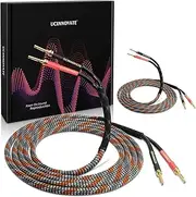 2 Pack Bi-Wire Speaker Cable, Home Theater Premium Speaker Cable Wire with Gold-Plated Banana Tip Plugs, Audiophile Heavy Duty Braided Speaker Wire for Speakers Audio Amplifier Subwoofer