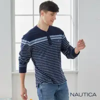 在飛比找momo購物網優惠-【NAUTICA】男裝 亨利領長袖POLO衫(藍色)