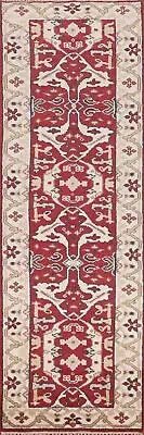 Luxurious Handcrafted Oushak Indian 10 ft. Runner Rug Thick Plush 9' 9" x 2' 6"