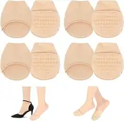 YUXIANLB 4 Pairs Ball of Foot Cushion Socks, Women's Toe Cover with Padding, Toe Topper Socks, No Show Liner Socks