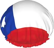 Flag Of Chile Print Various Activities Shower Cap Reusable Soft And Lightweight Bath Hair Cap Long Hair