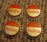 Lot 4 red BUCKEYE BEER BOTTLE CAP TOLEDO OHIO PL CROWN vtg ANTIQUE old UNUSED