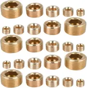 25Pcs Brass Pipe Plugs Set NPT Plug 1/8″ 1/4″ 3/8″ 1/2″ Brass Pipe Fitting | NEW