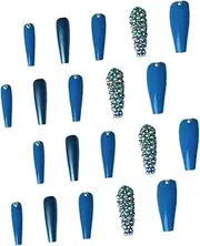 FRCOLOR 1 Box Super Long Ballet Nail Art Rhinestones Toenail Nails Gems Charms Nail Tips Square Kit Nail Charm Supplies Decoration Manicure Nail Rhinestones Nail Art Works Sky-Blue Abs