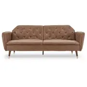 3 Seater Sofa Bed Lounge Futon Couch Modular Furniture Home Faux Velvet Fabric Brown