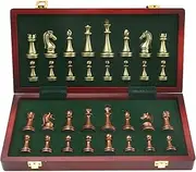 Homodoskey Chess Board, Travel Chess Sets Large Metal Deluxe Chess Retro Copper Plated Alloy Chess for Adults and Kids, Folding Chess Board Set, Great Gifts for Friends