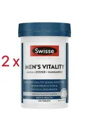 2 x Swisse Men's Vitality 120 Tablets Maca + Oyster + Kangaroo Ultiboost