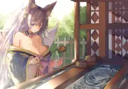 Anime shinano long hair cleavage big water no bra Playmat Gaming Mat Desk