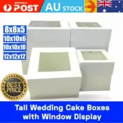 10/20/30PCS White Cake Boxes Window Face Tall Wedding Cake Boxes 8/10/12 Inches