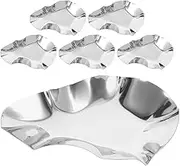 HEATSHAKING 5pcs Stainless Steel Oyster Dish Reusable Clam Shells for Seafood Versatile Kitchen Holder for Sauces and Utensils for Home Buffets and Restaurants
