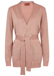 Missoni Belted Metallic-knit Cardigan - Light Pink - 44 (UK12 / M) 44 (UK12 / M)