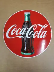 Cola Cola Porcelain Enamel Button Sign Bottle Ande Rooney B