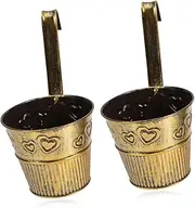2pcs Flowerpot Pots for Plants Flower Pots Flower Pot for Railing Hanging Metal Planter Rustic Hanging Flower Pot Hanging Flower Bucket Fence Planter Iron Rural Small Flower Bucket