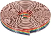 uxcell 1 Pcs 8 Pin Flat Rainbow Ribbon Cable 20 ft 1.27mm Pitch Breadboard Jumper Wires for Electronic Projects