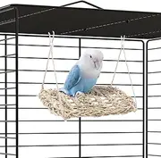 6.3" Bird Parrot Climbing Net, Bird Ladder, Swing, Perch, Rest Platform, Hammock, Natural Seagrass Hand-Woven, Stress-Relief, Hanging on Cage, Bird Accessories for Budgie, Cockatiel, Other Pet Birds