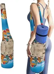 JKLQWH Colorful Flip Flops Beach Ball Printed Yoga Mat Bag Long Tote with Pockets for Your Yoga Accessories Exercise Yoga Mat Carrier Holder Multi-Functional Storage Bag Holds Most Pilates Mats