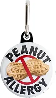 [Secure ID, LLC] Peanut Allergy Alert Button 1.5” Pin – Safety Awareness Badge for Backpacks, Bags, & Clothing – Allergy Warning Zipper Pull for Kids & Adults
