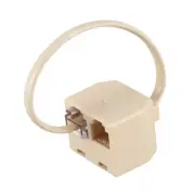 RJ11 6P4C 2 Way Outlet Telephone Jack Line Splitter Adapter Beige R8Z12548