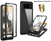 For Google Pixel 6a Clear Case Hybrid Shockproof Rugged Cover + Screen Protector