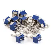 AC 125V 6A 6 Terminals Latching DPDT 2 Position On/On Toggle Switch Blue 10 Pcs