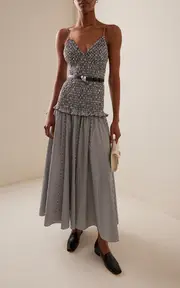 [Brandon Maxwell] The Josie Smocked Pima Cotton Midi Dress