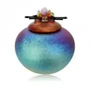 Dream Jar w/Gemstones, Raku Pottery By Jeremy Diller NEW (gift boxed)