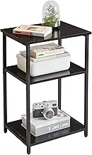 IBUYKE Side Table, 3-Tier End Table, Industrial Nightstand Small Table with Storage Shelf, for Bedroom, Living Room, Hallway, Black UTMJ402B
