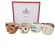 NIB-Set/4-Pottery Barn Kids Rudolph Character Mugs-Bumble Clarice Santa Rudolph