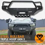 Cobra 4x4 Gen 3 Triple Hoop Steel Bull Bar Bullbar Suits Hilux 2021 Onward Winch