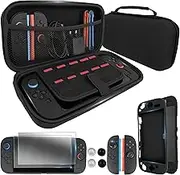 JDGPOKOO Case Compatible with Nintendo Switch 2, 10 in 1 Switch 2 Accessories Bundle Kit with Carrying Case, Protective Case Cover, Screen Protector and 4pcs Thumb Grips Caps