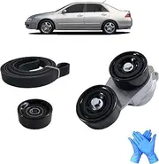 Eterpace Complete Serpentine Belt Drive Component Kit 90k-38332, Compatible with Acura MDX RL TL ZDX 2003-2013, Accord Odyssey Pilot Ridgeline 2003-2011, Belt Tensioner Kit with Idler Pulley
