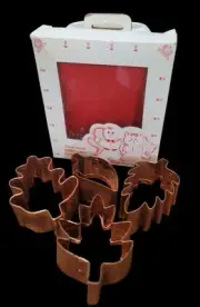 Vintage 4 Boston Mountain Copper Company Leaf Shaped Pastery Set Cookie Cutters