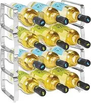 mDesign Metal Steel Free-Standing 12 Bottle Modular Wine Rack Storage Organizer for Kitchen Countertop, Table Top, Pantry, Fridge - Holder for Wine, Beer, Pop/Soda, Water, Stackable, Steel, Chrome, Pack of 4