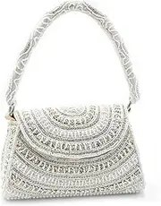 Elegant Women's Clutch Purse – Stylish Evening Handbag for Parties, Weddings & Casual Outings - Silver (IGH1460, Silver, PACK OF 1