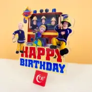 Fireman Sam Cake Topper 3D DIY Acrylic Firefighter Fireman Sam Cake Decorations