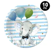 Cute Blue Elephant Theme 9 inch 23cm Plates 10PK - Kids Birthday Party Tableware