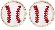 Baseball Earrings for Women Leather Softball Earrings Baseball Stud Earrings for Women Baseball Mom Earrings Baseball Jewelry for Sport Ball Fans Player Accessories