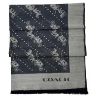 在飛比找蝦皮商城優惠-【COACH】滿版馬車 LOGO100%羊毛絲巾圍巾(單寧藍