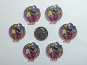 6 Pcs Lot Shopkins Flatback Resin Cabochon Hair Bow Centers.