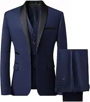 [Maiyifu-GJ] Men’s 3 Piece Tuxedo Sets for Men Wedding Prom Shawl Lapel One Button Jacket Vest Pants Suits Dinner Prom Suit Set