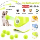 Pet Dog Ball Launcher Thrower Automatic Tennis Fetch Throwing Machine + 6 Balls