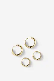 [Rubi] Rubi - 2Pk Mid Earring - Gold plated pave diamante OS GOLD PLATED PAVE DIAMANTE